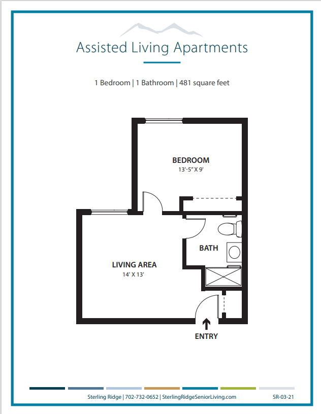 Sterling Ridge Senior Living_Floor Plans_Assisted Living_One Bedroom_One Bathroom