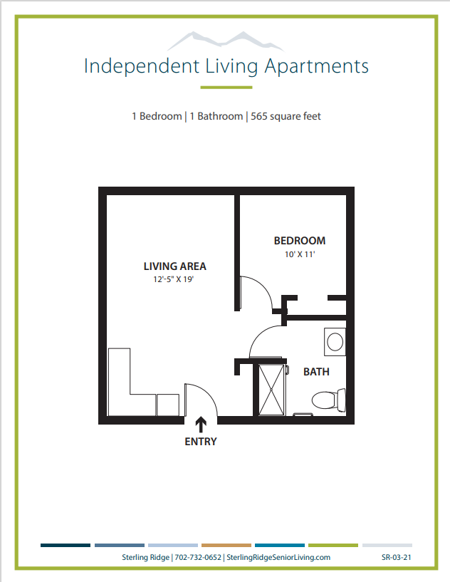 Sterling Ridge Senior Living_Floor Plans_Independent Living_One Bedroom_One Bathroom